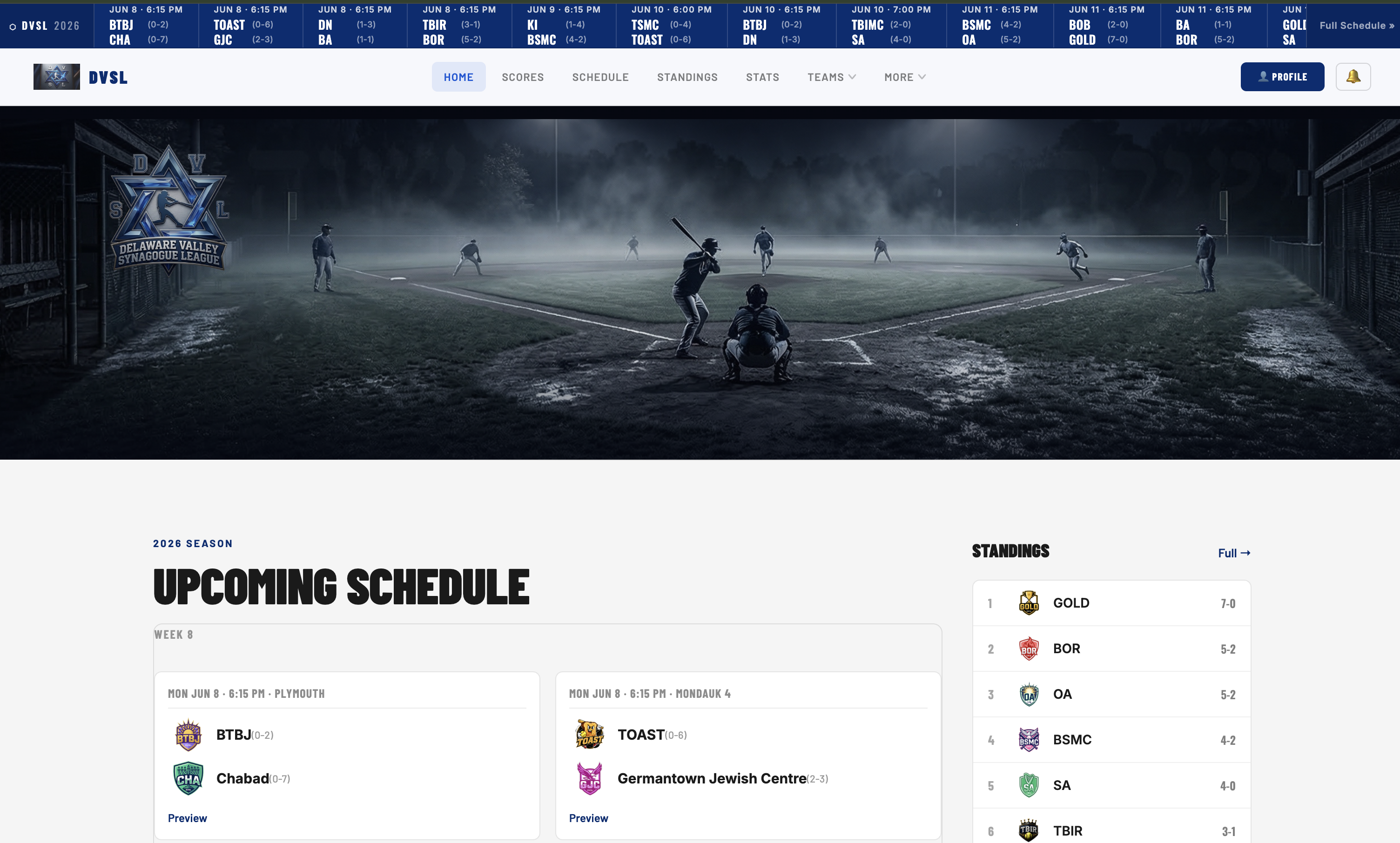 Delaware Valley Softball League Website