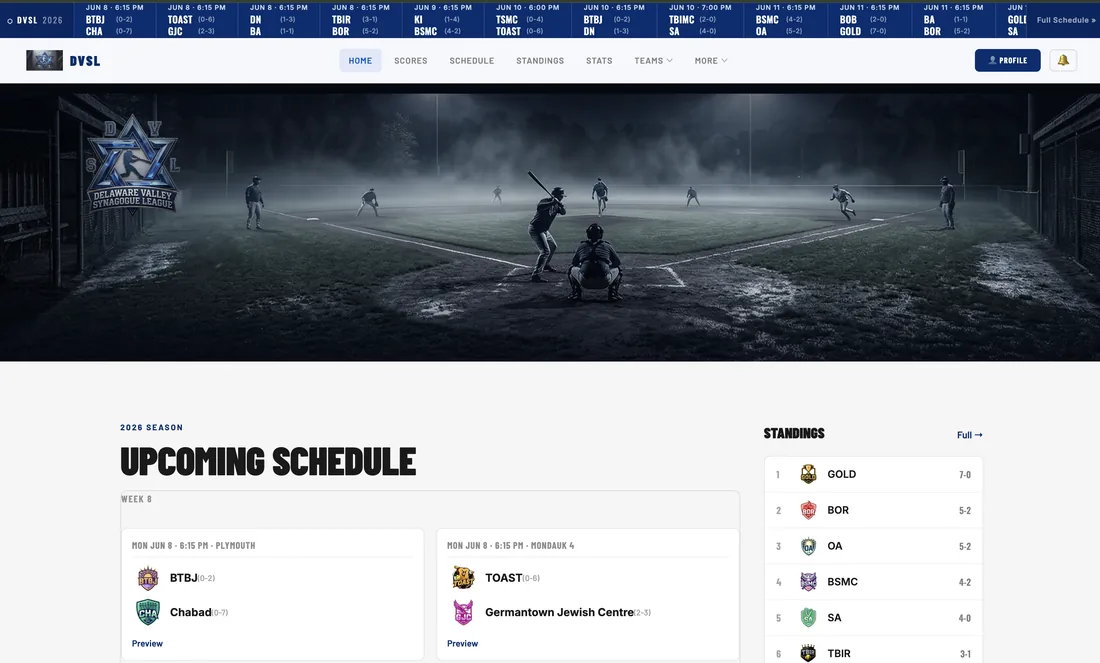 Delaware Valley Softball League Website