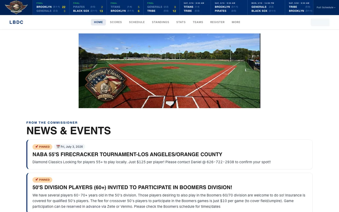 Long Beach Diamond Classics Website