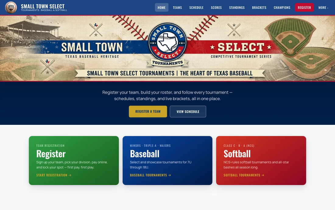 Small Town Select Tournaments Website